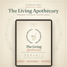 The Living Apothecary guidebook cover shown on a tablet