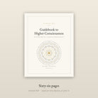 Guidebook to Higher Consciousness — cover, a geometric sun in gold and hairline black on warm white. Sixty-six pages, instant PDF.